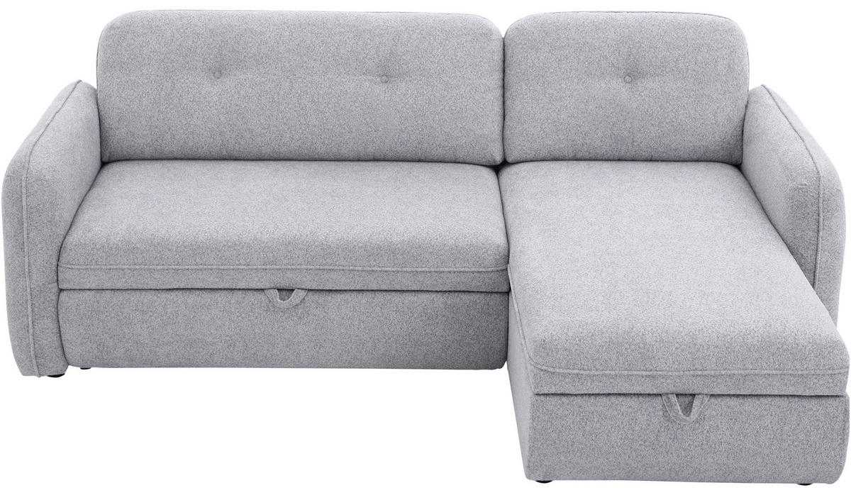 ECKSOFA Hellgrau Chenille  - Hellgrau/Schwarz, Design, Kunststoff/Textil (154/221cm) - Carryhome