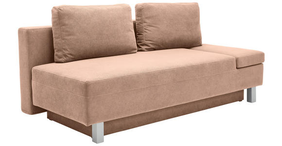 SCHLAFSOFA Flachgewebe Altrosa - Chromfarben/Altrosa, Design, Holz/Textil (205/77-93/99cm) - Novel