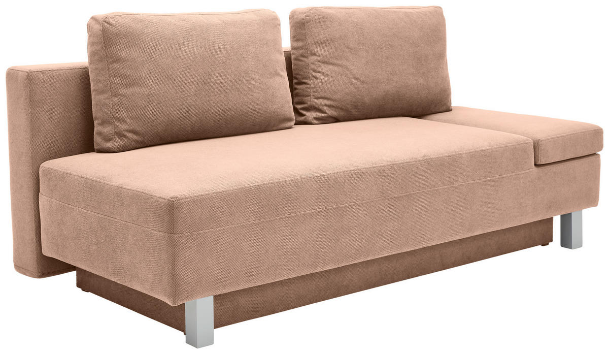 SCHLAFSOFA in Flachgewebe Altrosa  - Chromfarben/Altrosa, Design, Holz/Textil (205/77-93/99cm) - Novel