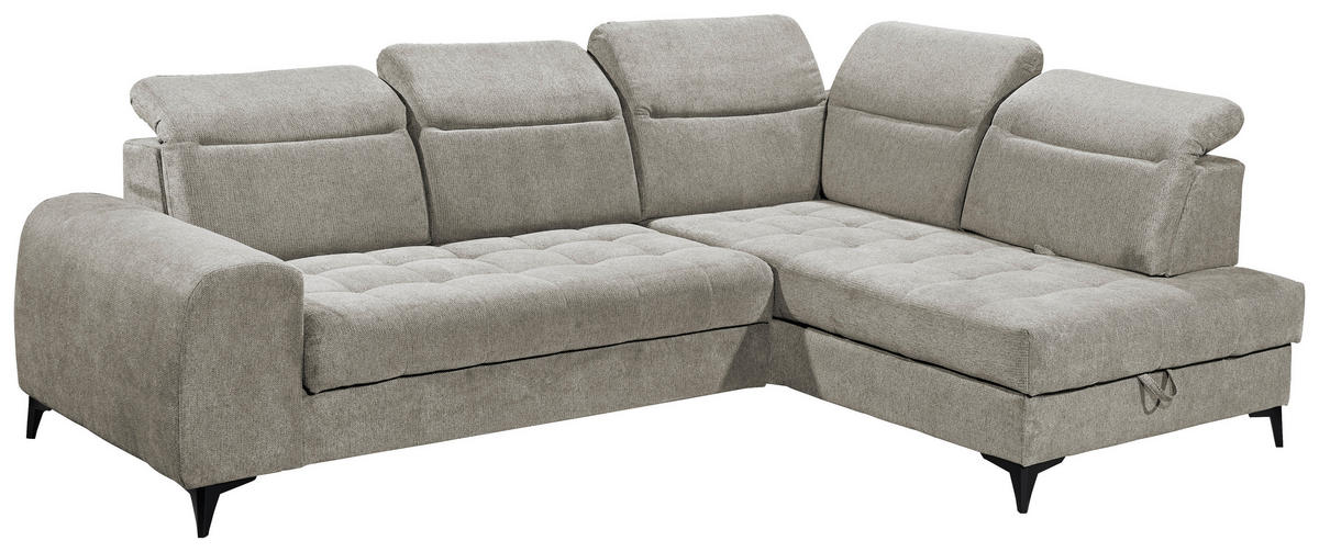 ECKSOFA in Webstoff Taupe  - Taupe/Schwarz, Konventionell, Kunststoff/Textil (282/200cm) - MID.YOU
