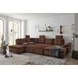 WOHNLANDSCHAFT in Mikrovelours Kupferfarben  - Schwarz/Kupferfarben, KONVENTIONELL, Kunststoff/Textil (217/334/127cm) - Carryhome