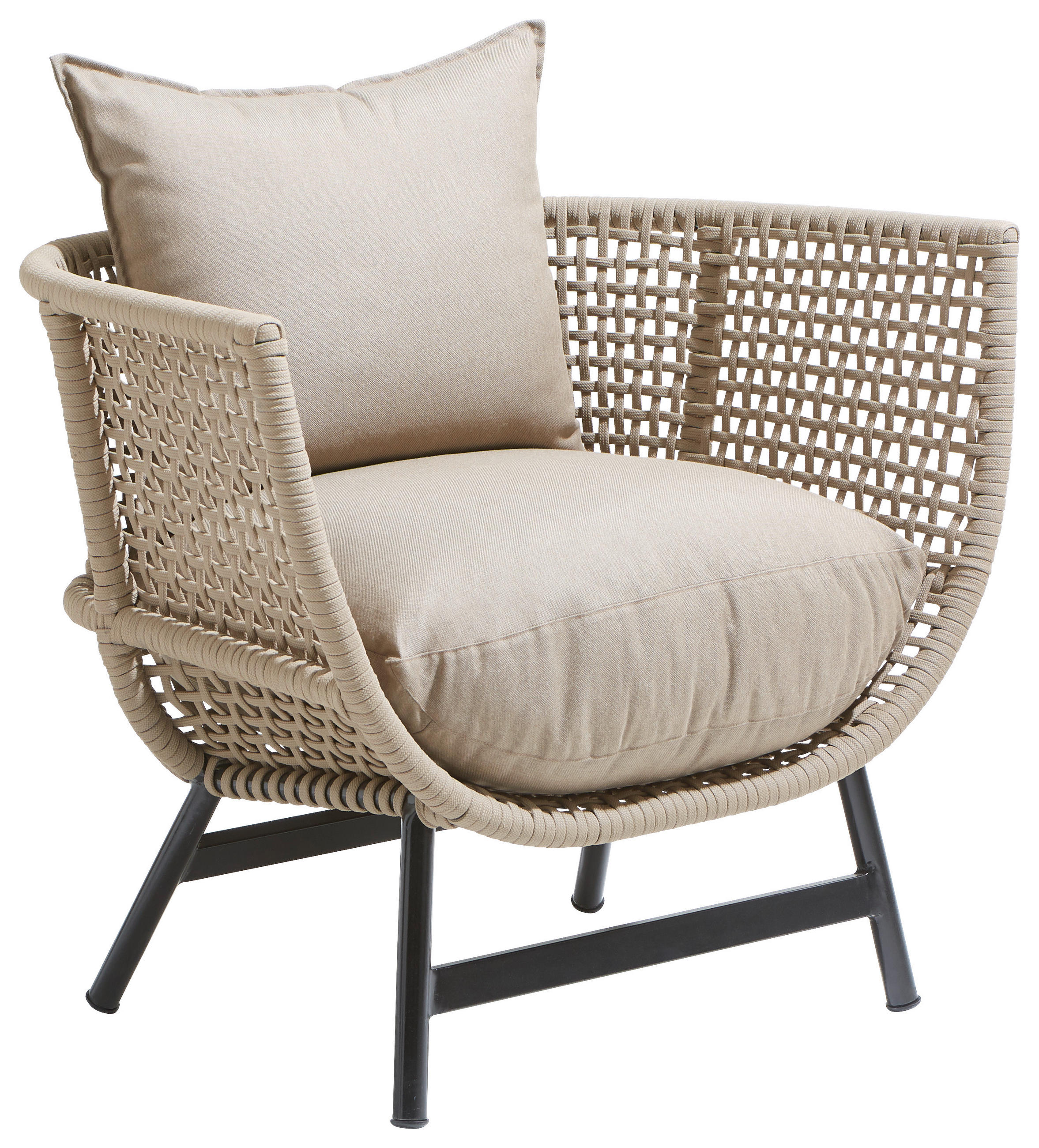 LOUNGESESSEL Schwarz, Taupe - Taupe/Schwarz, MODERN, Kunststoff/Textil (90/75/70cm) - Jan Kurtz