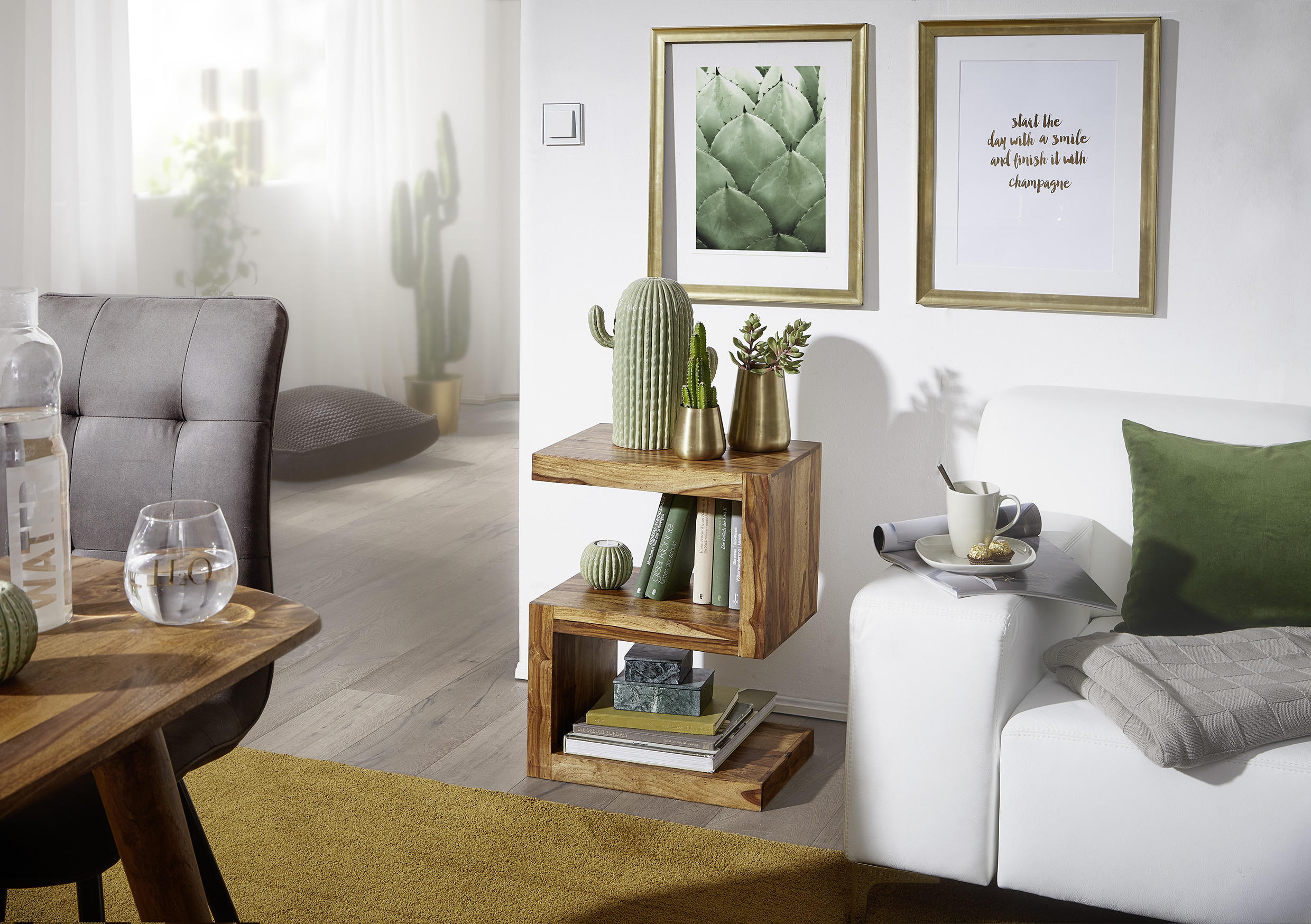 BEISTELLTISCH Sheesham massiv rechteckig Sheeshamfarben - Sheeshamfarben, Design, Holz (44,5/30/60cm) - MID.YOU