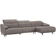 ECKSOFA in Echtleder Greige  313/165 cm  - Greige/Schwarz, Design, Leder/Metall (313/165cm) - Emilio Belluti