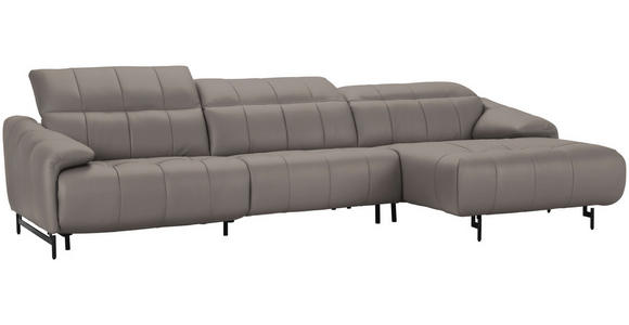 ECKSOFA in Echtleder Greige 313/165 cm - Greige/Schwarz, Design, Leder/Metall (313/165cm) - Emilio Belluti