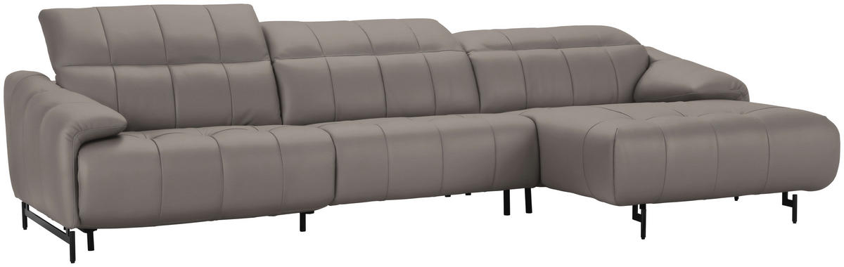 ECKSOFA  in Echtleder Greige  313/165 cm  - Greige/Schwarz, Design, Leder/Metall (313/165cm) - Belluti