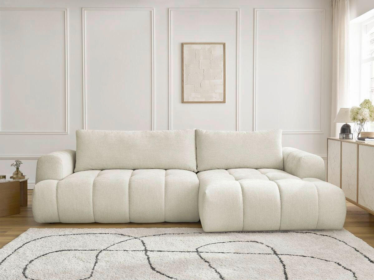 ECKSCHLAFSOFA FUJI Leinenoptik Beige  inkl.  - Beige/Schwarz, MODERN, Kunststoff/Textil (292/160cm)