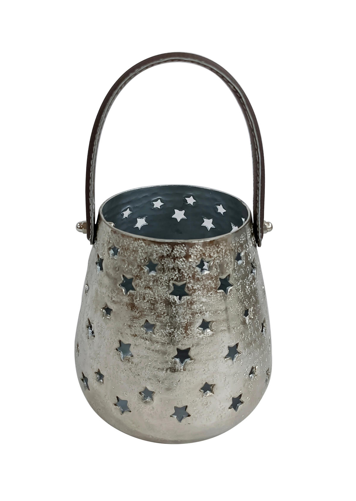 LATERNE  - Dunkelbraun/Nickelfarben, LIFESTYLE, Leder/Metall (14/21,5cm) - X-Mas