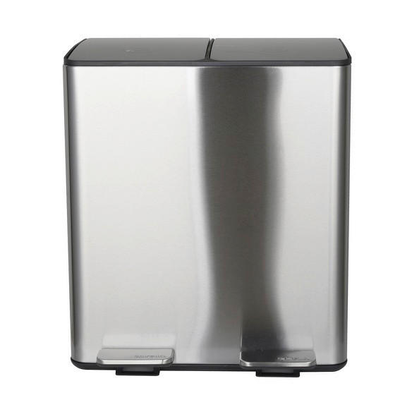 TRETEIMER 40 L  - Silberfarben/Schwarz, Basics, Kunststoff/Metall (45/30/51cm) - Spirella