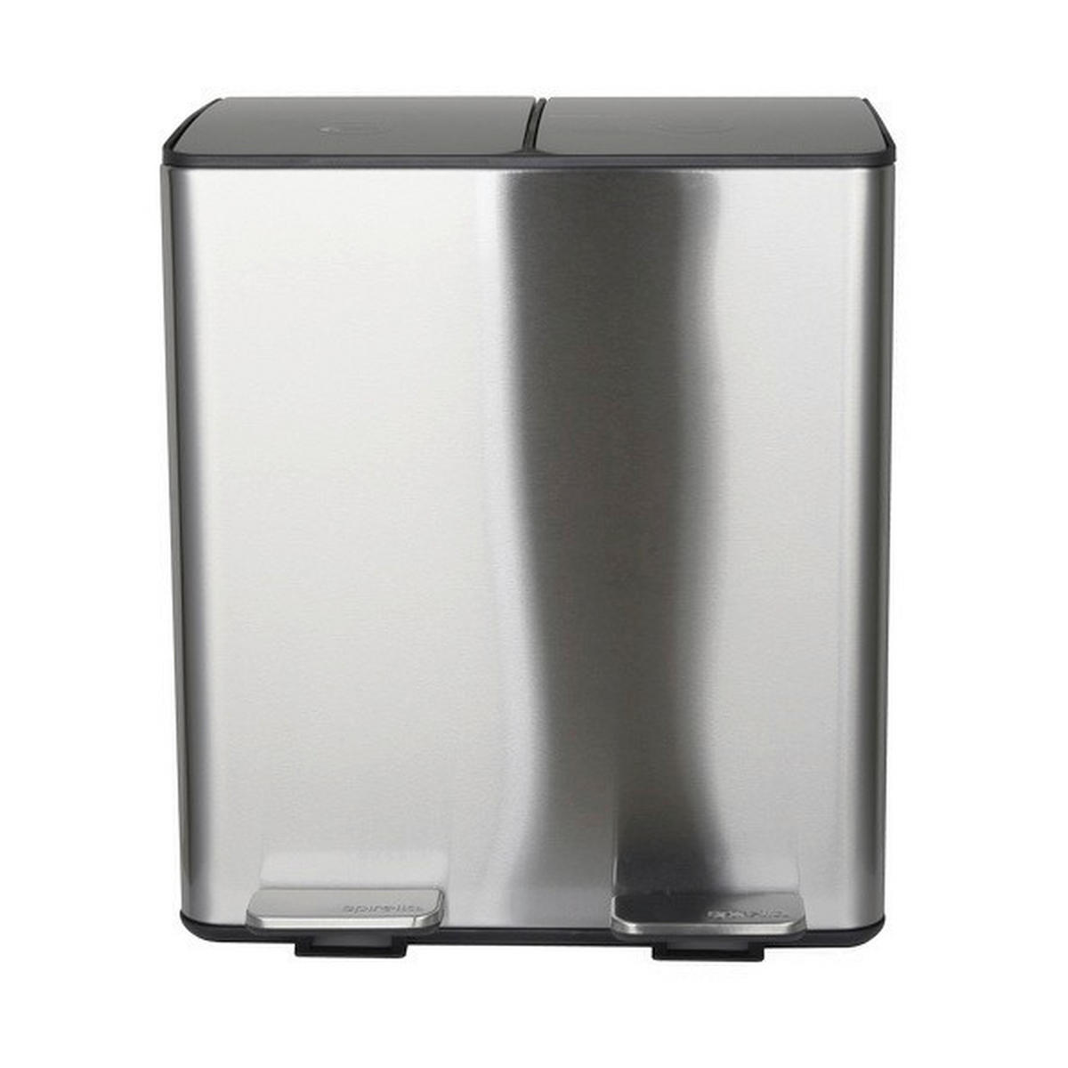 TRETEIMER 40 L  - Silberfarben/Schwarz, Basics, Kunststoff/Metall (45/30/51cm) - Spirella