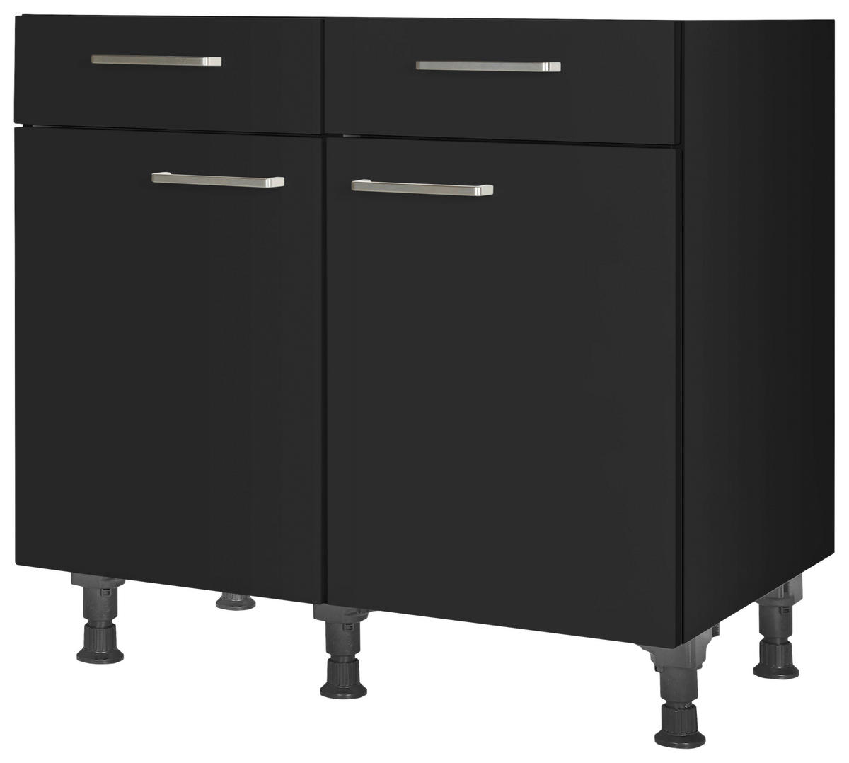SCHUBKASTENUNTERSCHRANK 90/87/56 cm  in Schwarz  - Edelstahlfarben/Schwarz, MODERN, Holzwerkstoff/Metall (90/87/56cm) - Nobilia