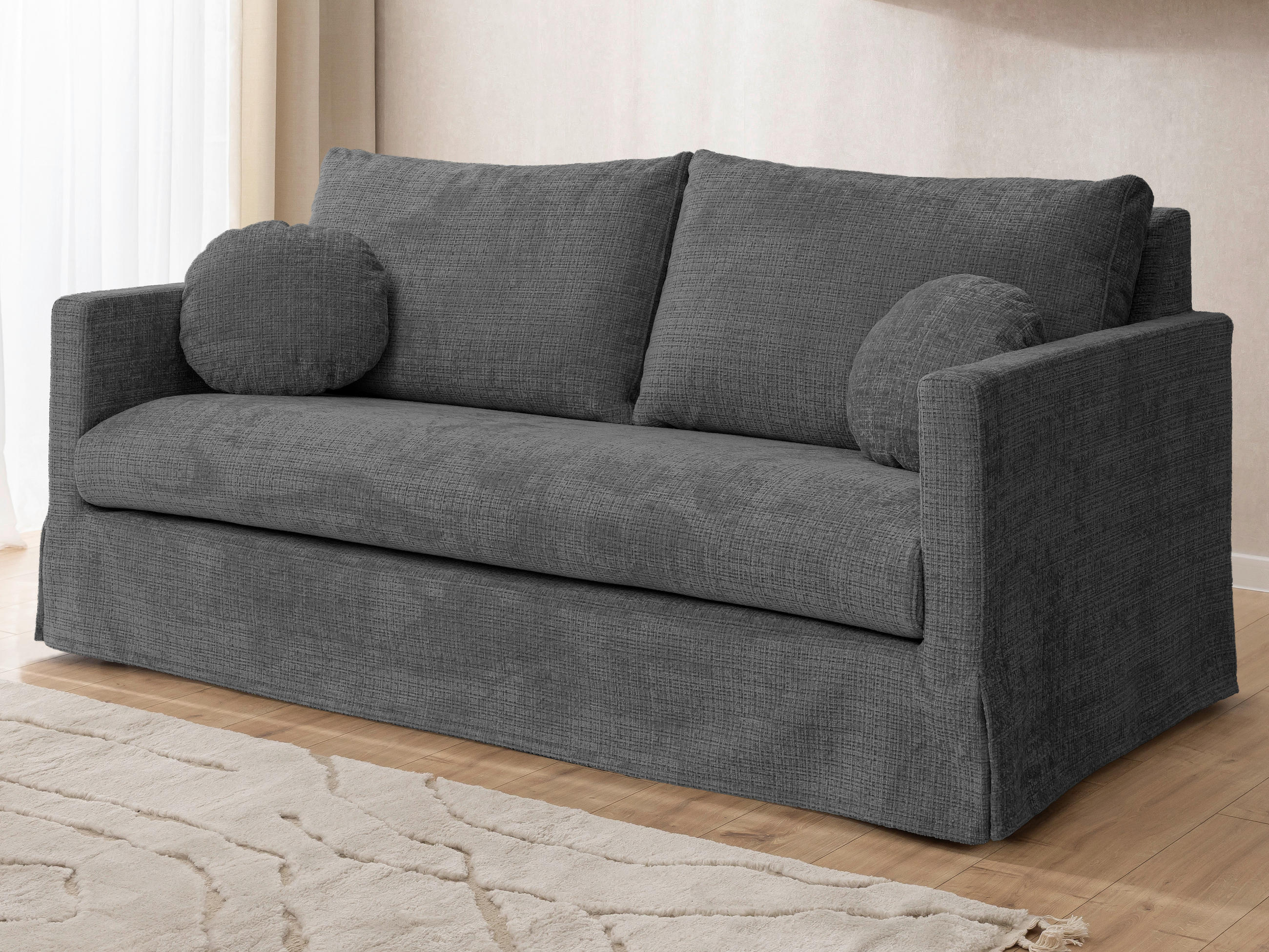 3-SITZER-BEZUG - Dunkelgrau, Design, Textil (195/89/95cm) - P & B