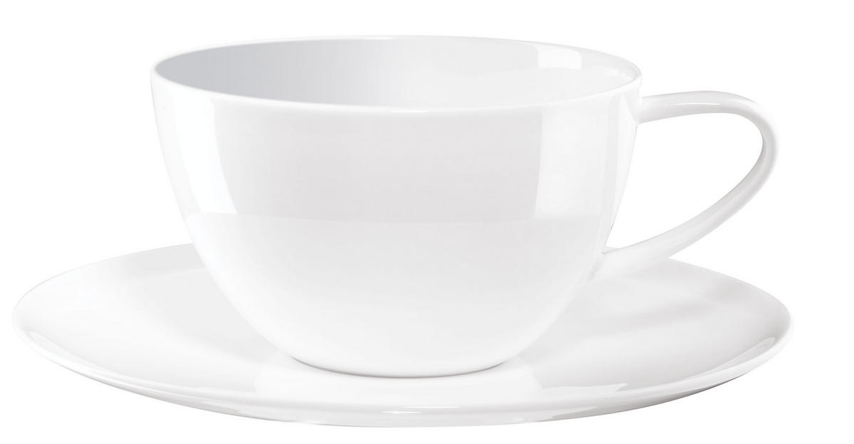 JUMBOTASSE MIT UNTERTASSE A TABLE  - Weiß, Basics, Keramik (0.35l) - ASA