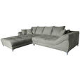 ECKSOFA Grau Chenille  - Chromfarben/Grau, KONVENTIONELL, Textil/Metall (227/329cm) - Carryhome