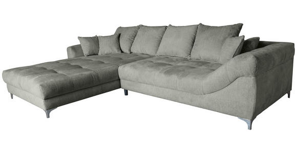 ECKSOFA Grau Chenille  - Chromfarben/Grau, KONVENTIONELL, Textil/Metall (227/329cm) - Carryhome