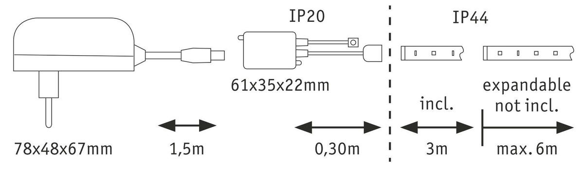 LED-STRIP 300 cm  MaxLED 250  - Silberfarben, Basics, Kunststoff (300cm)