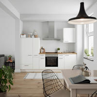 KÜCHENBLOCK Touch 270 cm  in Weiß, Eichefarben  - Edelstahlfarben/Eichefarben, MODERN, Holzwerkstoff/Metall (270cm) - Nobilia