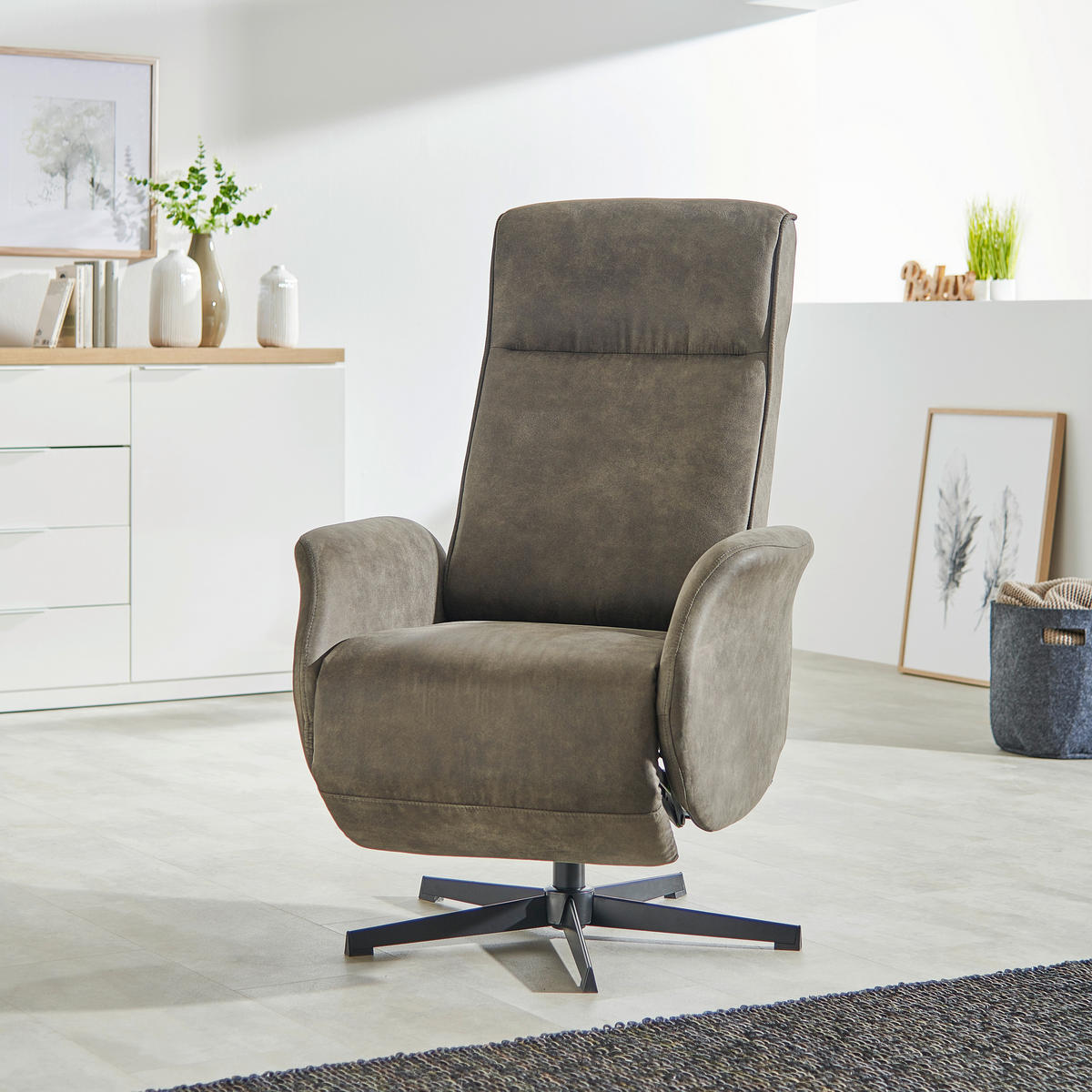 POČIVALNIK,  siva kovina, tekstil - črna/siva, Design, kovina/tekstil (73/77-111/82-160cm) - Xora