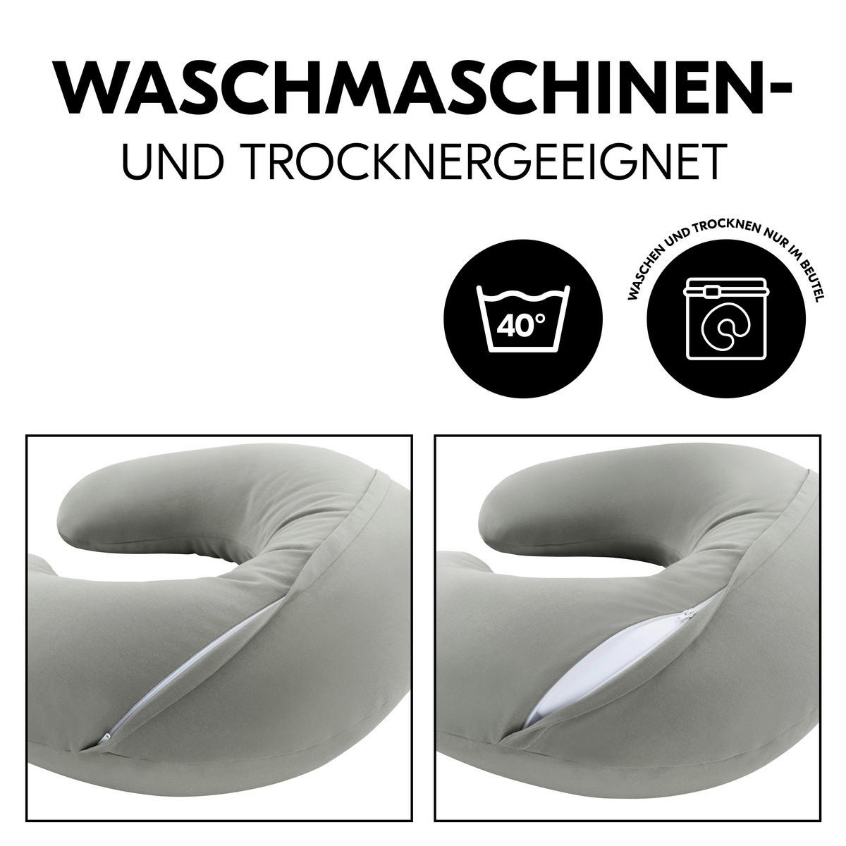 STILLKISSEN Nurse N Feed   - Grau, Basics, Textil (25/80/140cm) - Hauck