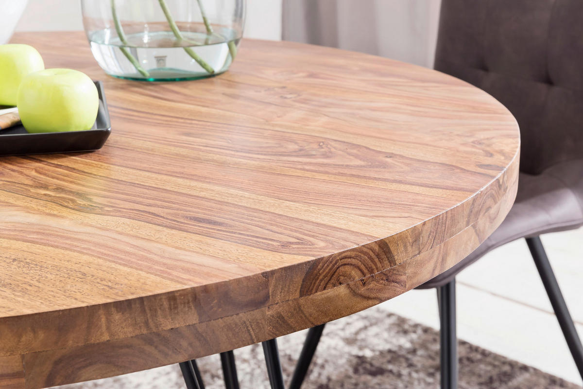 ESSTISCH in Holz  - Sheeshamfarben/Schwarz, Design, Holz/Metall (120/78cm) - MID.YOU