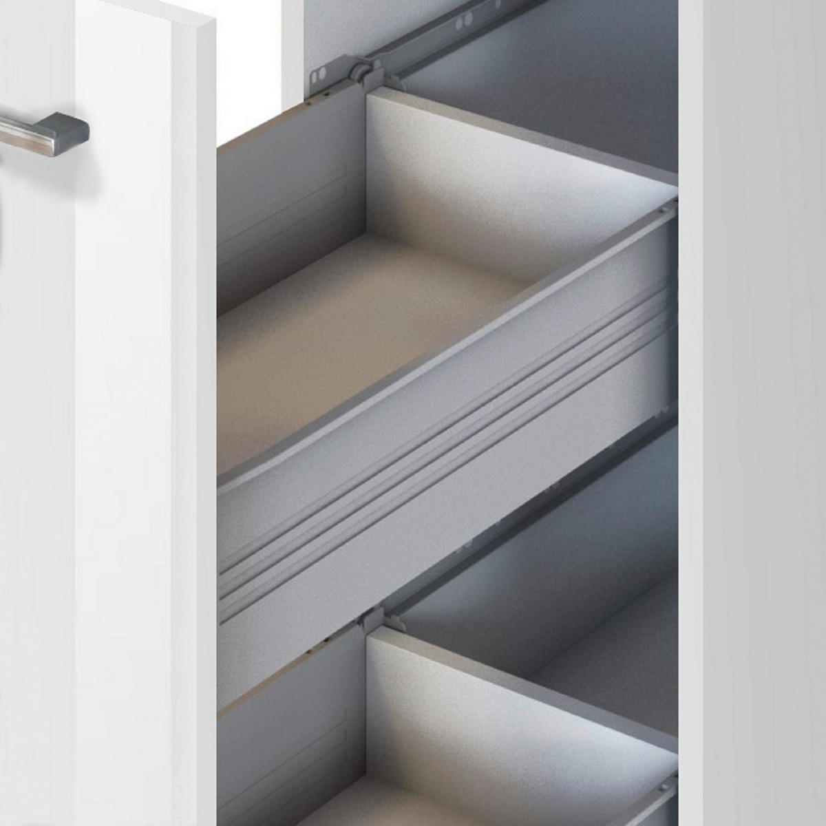 KÜCHENBLOCK 320 cm   Weiss Hochglanz  - Weiss Hochglanz/Weiss, Modern, Holzwerkstoff/Metall (320cm) - Held