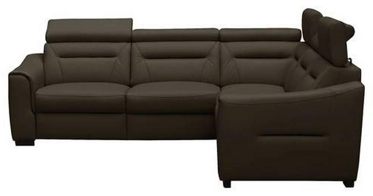 ECKSOFA Lederlook Echtleder Dunkelbraun  - Wengefarben/Dunkelbraun, Design, Leder/Holz (260/260cm) - Celina Home