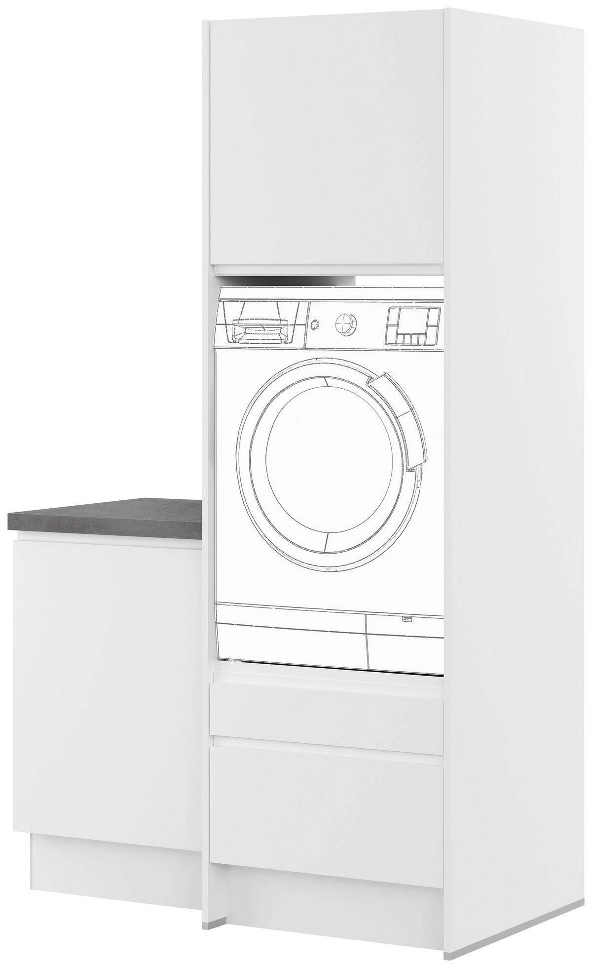 WASCHMASCHINENSCHRANK 123/206,2/58 cm Weiss  - Weiss, Basics, Holzwerkstoff (123/206,2/58cm) - Impuls