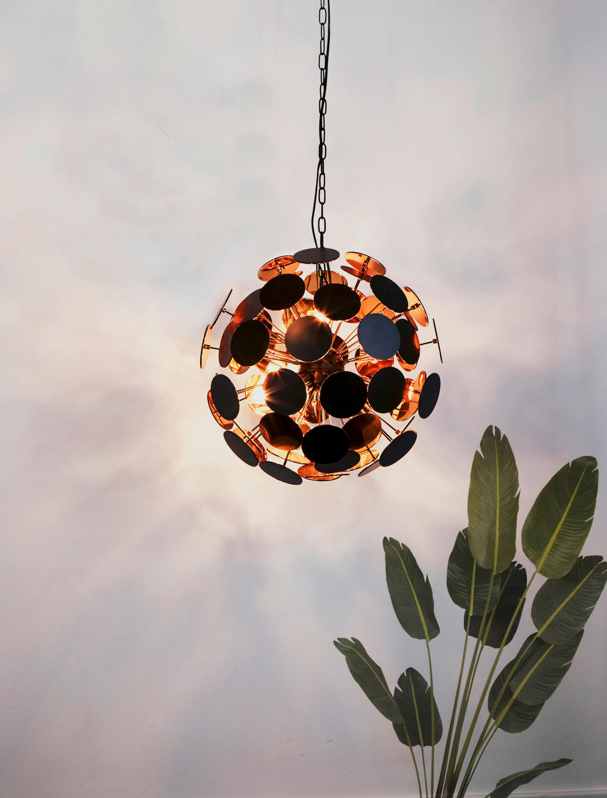 HÄNGLAMPA Discus 54/135 cm  - svart/guldfärgad, Design, metall (54/135cm)