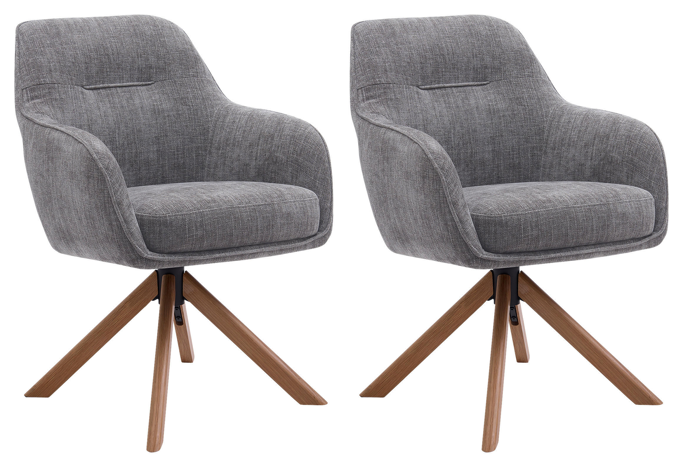 STOL MED ARMSTÖD SET 2 styck 360° vridbar sits, automatisk funktion för återhämtning, stoppade armstöd chenille  - grafitfärgad/naturfärgad, Modern, trä/textil (59/87/65cm) - Livetastic