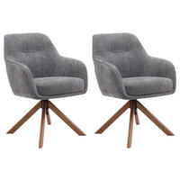 STOL MED ARMSTÖD SET 2 styck 360° vridbar sits, automatisk funktion för återhämtning, stoppade armstöd chenille  - grafitfärgad/naturfärgad, Modern, trä/textil (59/87/65cm) - Livetastic