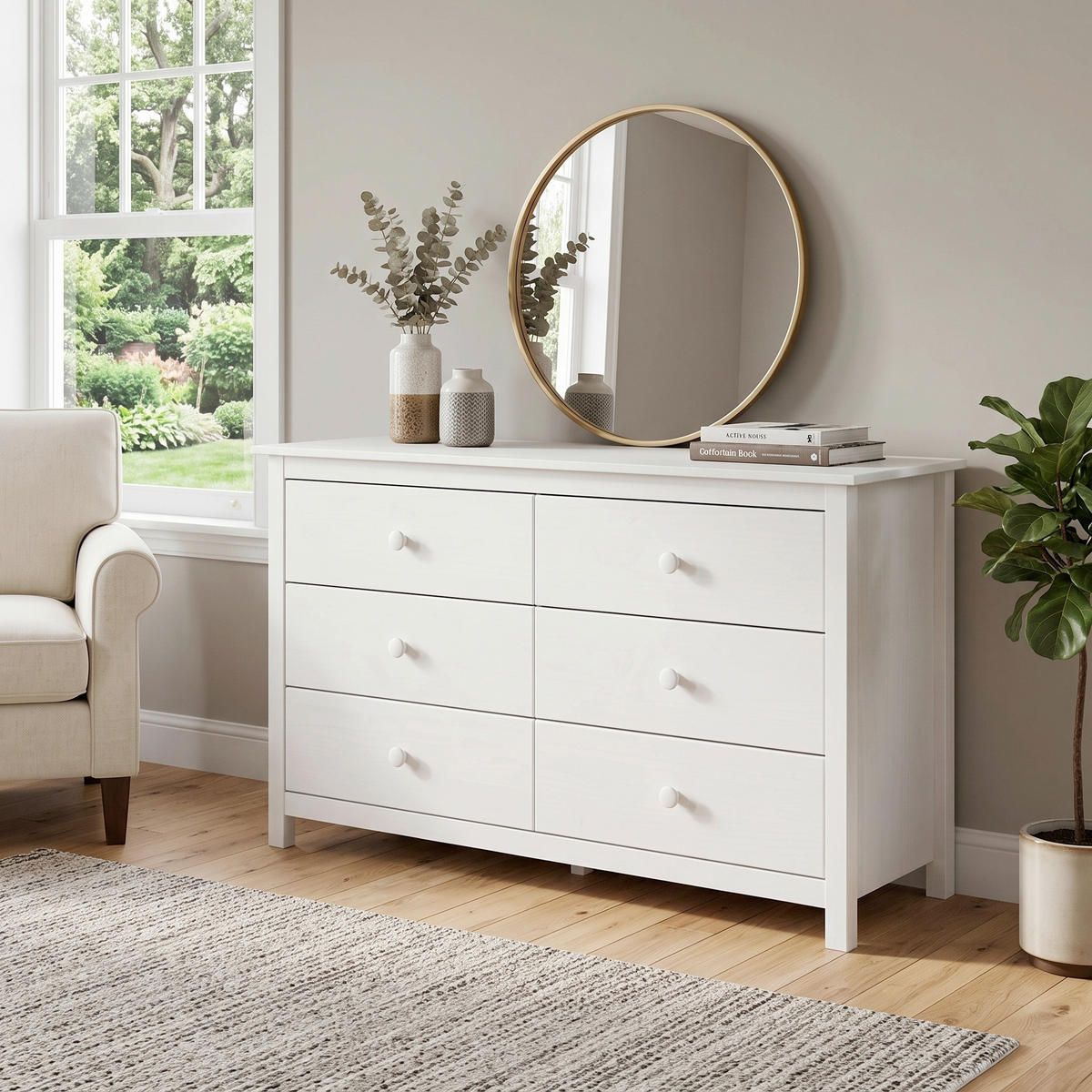 KOMMODE , 130/80/45 cm, 6 Schublade(n)  - Weiß, Design, Holz (130/80/45cm) - MID.YOU