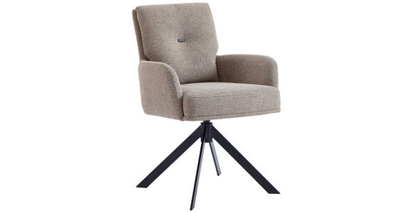 ARMLEHNSTUHL  Stoffauswahl, Typenauswahl, Sitzfläche 360° drehbar, Gestellauswahl, automatische Rückholfunktion Webstoff  - Gelb/Schwarz, Design, Textil/Metall (60,5/88/67cm) - Novel