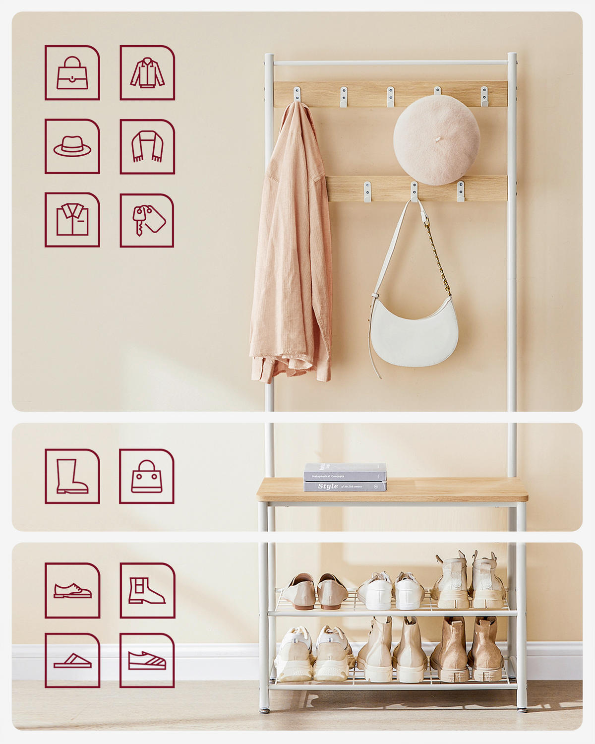 GARDEROBE  in 70/177/32 cm  - Eichefarben/Weiß, Trend, Holzwerkstoff/Metall (70/177/32cm) - Boxxx