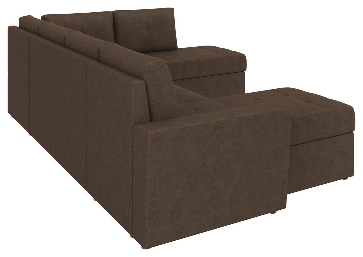 WOHNLANDSCHAFT TERMOLI Braun Jacquard  - Schwarz/Braun, Design, Kunststoff/Textil (155/297/212cm) - MID.YOU