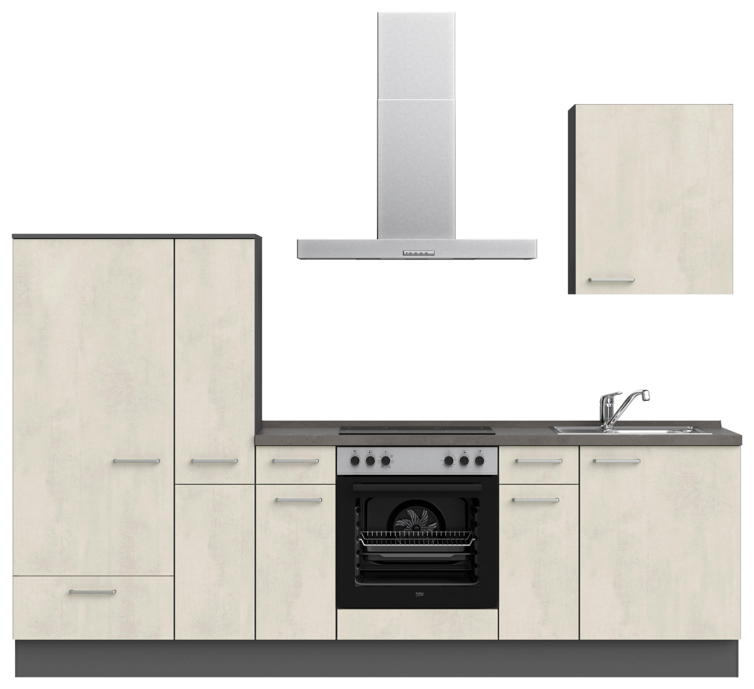 BUCĂTĂRIE FĂRĂ ELECTROCASNICE  - ardeziu/alb, Modern, metal/material pe bază de lemn (270cm) - Nobilia