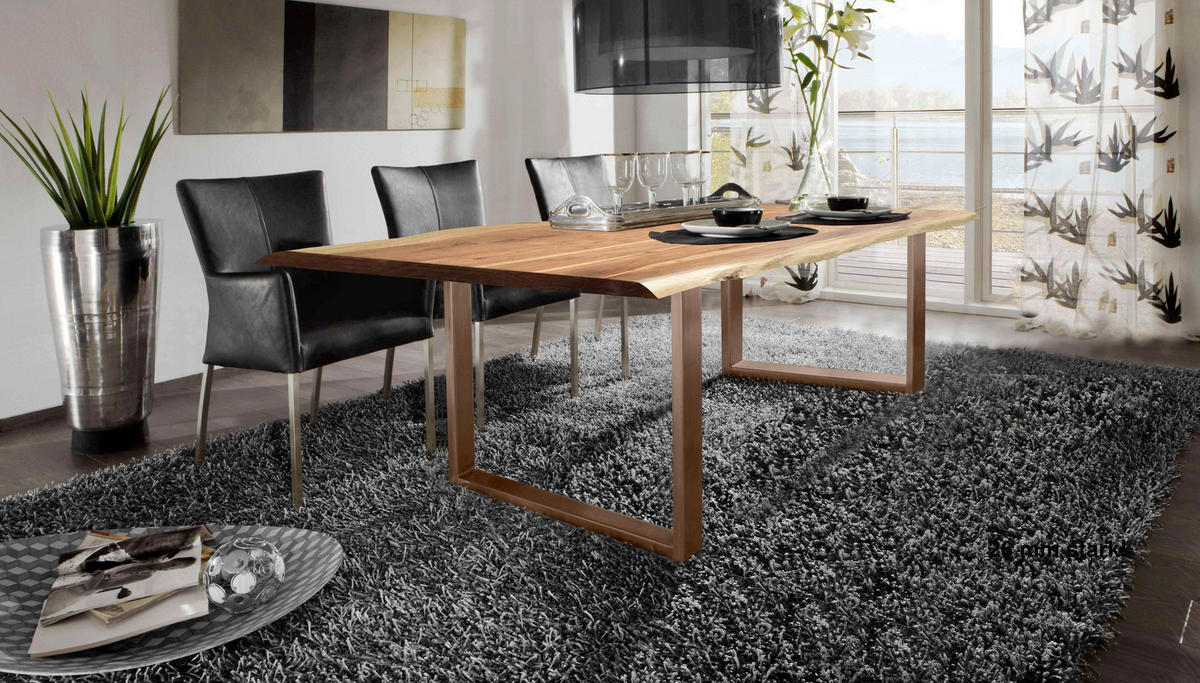 ESSTISCH 160/85/76 cm Echtholz  Holz, Metall rechteckig Braun, Naturfarben  - Braun/Naturfarben, MODERN, Holz/Metall (160/85/76cm) - MID.YOU