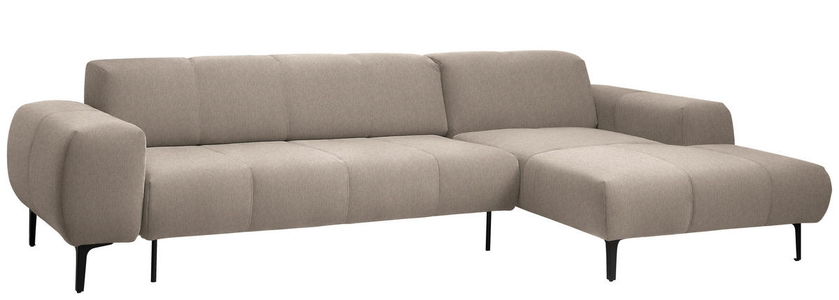 ECKSOFA in Chenille Beige  311/167 cm  - Beige/Schwarz, Design, Textil/Metall (311/167cm) - Xora