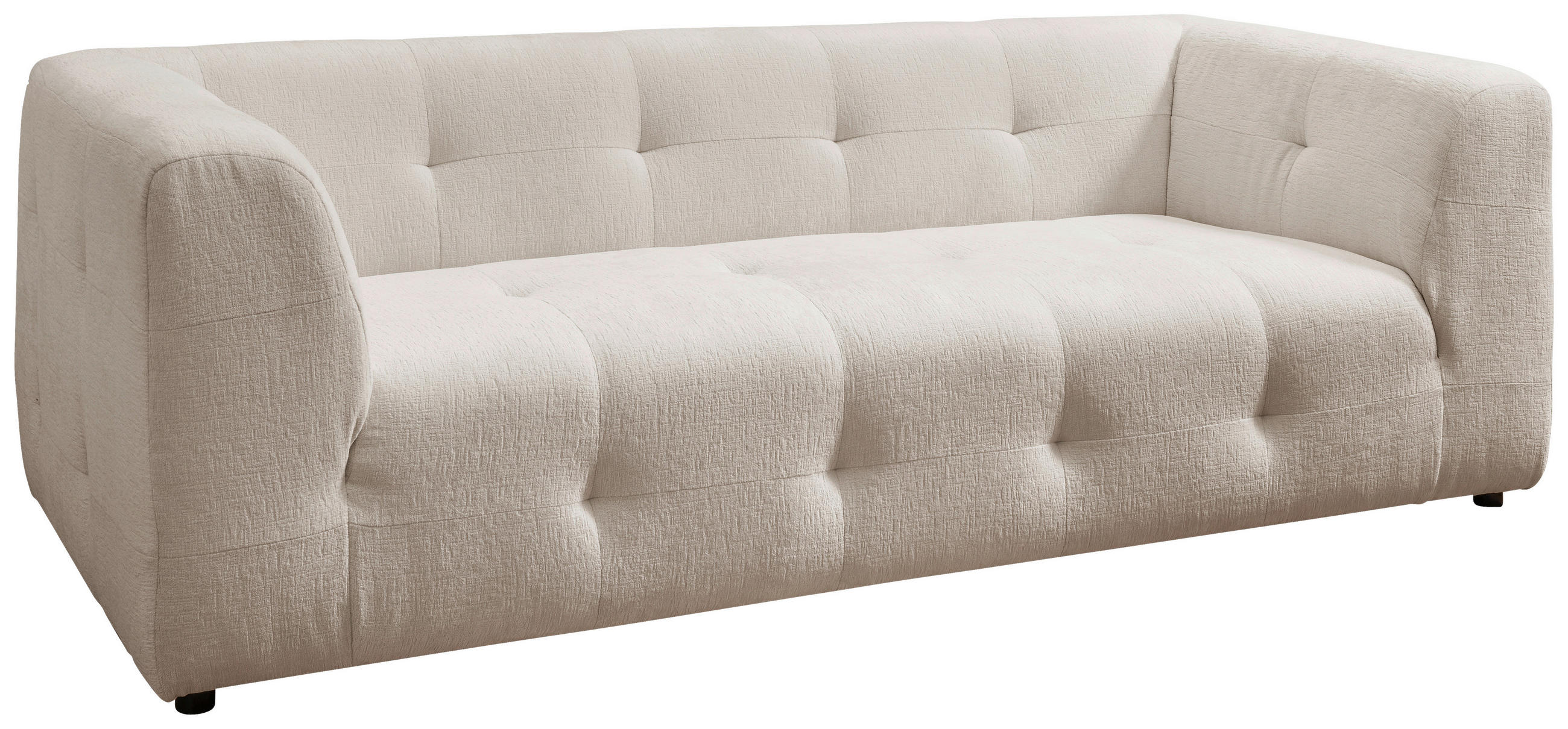 2,5-SITZER in Mikrofaser Weiss  - Weiss/Schwarz, Design, Kunststoff/Textil (218/72/95cm) - Livetastic