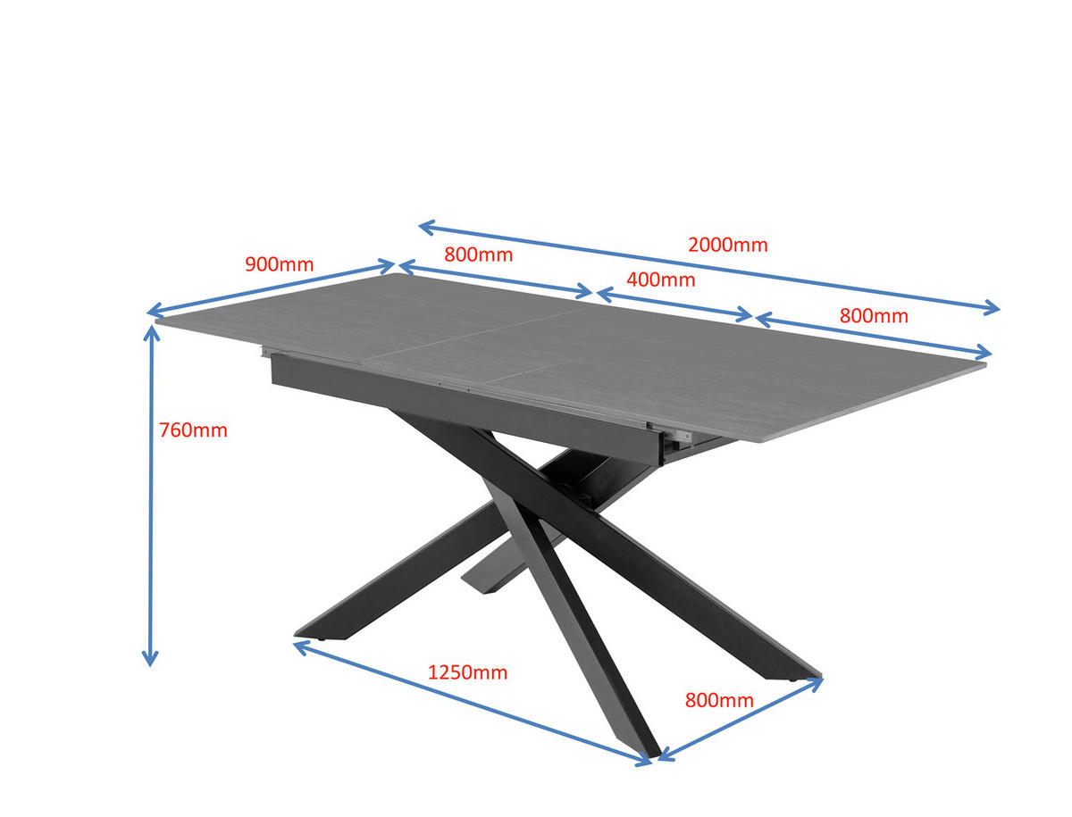 ESSTISCH 200/90/76 cm  Metall, Stein ausziehbar rechteckig Schwarz, Beige  - Beige/Schwarz, MODERN, Stein/Metall (200/90/76cm) - MID.YOU