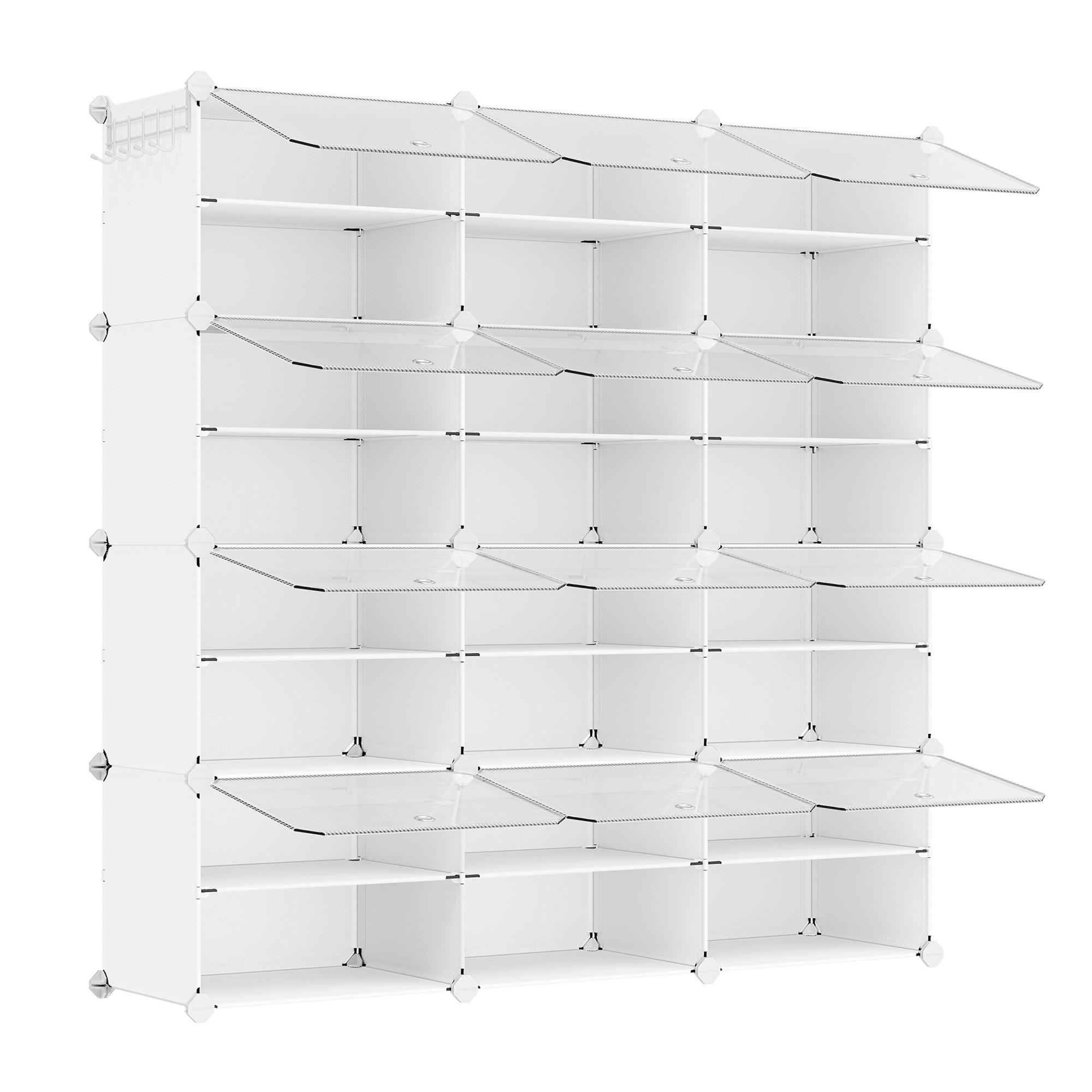 Boxxx REGÁL NA BOTY, bílá, průhledné, 124,4/124,6/32 cm