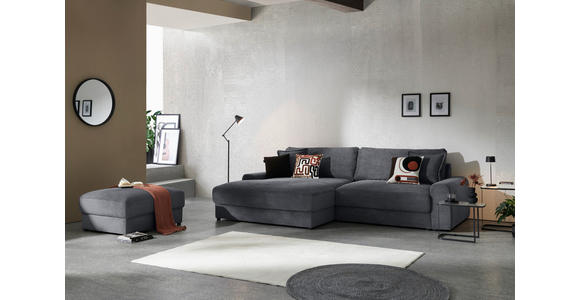 ECKSOFA in Cord Graphitfarben  - Schwarz/Graphitfarben, MODERN, Kunststoff/Textil (180/300cm) - Carryhome