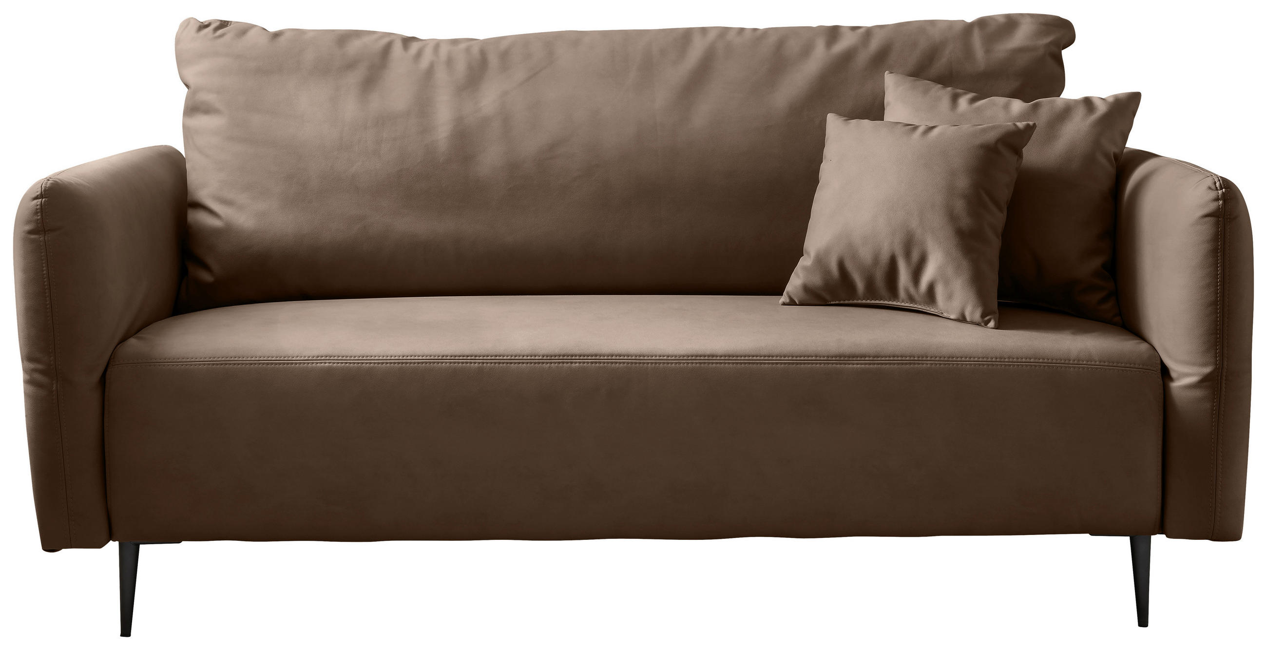 3-SITZER-SOFA Lederlook Braun  - Schwarz/Braun, Design, Textil/Metall (201/97/102cm) - Livetastic