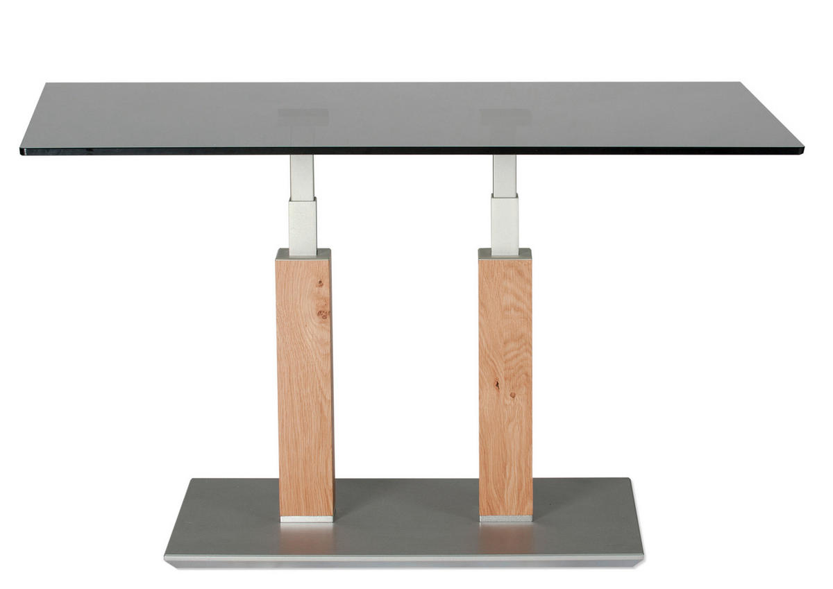 COUCHTISCH in Metall, Glas, Holzwerkstoff 110/70/46-65 cm  - Wildeiche, Design, Glas/Holzwerkstoff (110/70/46-65cm)