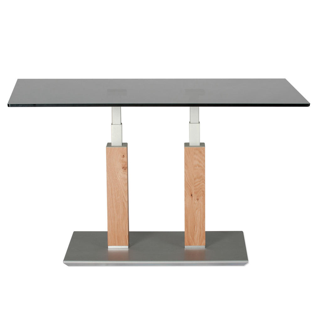 Thumbnail - Xxxl Couchtisch, Wildeiche, Metall, Glas, Holzwerkstoff, furniert, rechteckig, eckig, Bodenplatte, 70x46-65x110 cm, höhe...