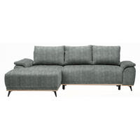 ECKSOFA Dunkelgrau Struktur  - Dunkelgrau/Schwarz, MODERN, Textil/Metall (168/262cm) - home24