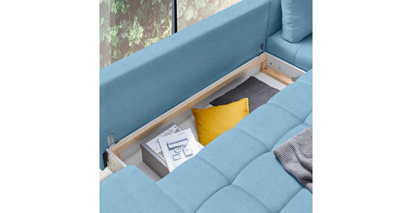 ECKSOFA in Webstoff Blau  - Blau/Schwarz, Design, Textil/Metall (315/212cm) - Carryhome