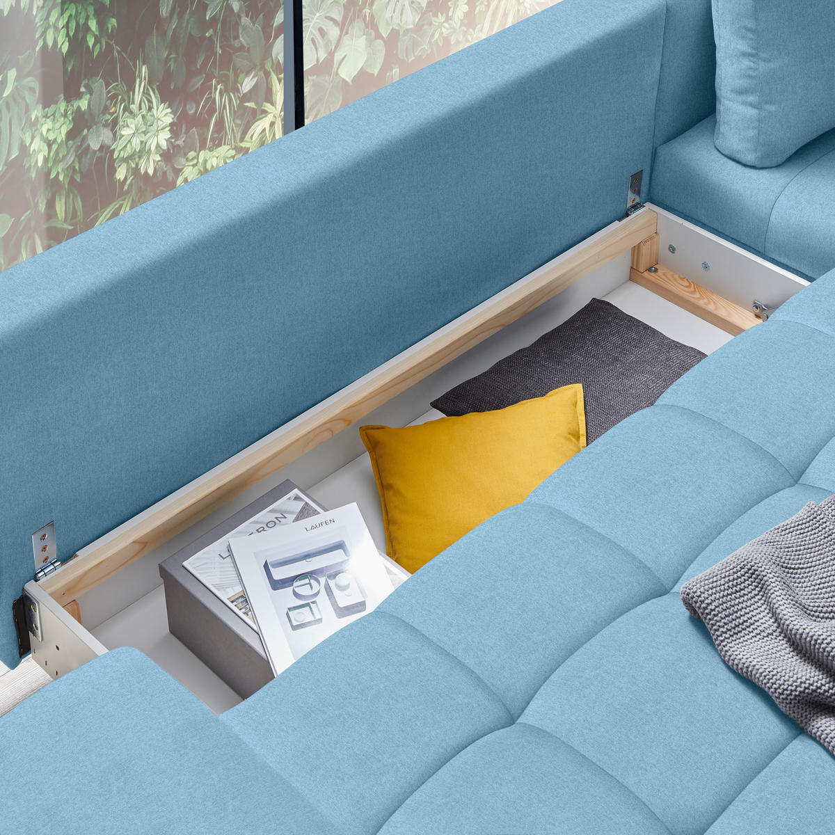 ECKSOFA Blau Webstoff  - Blau/Schwarz, Design, Textil/Metall (315/212cm) - Carryhome