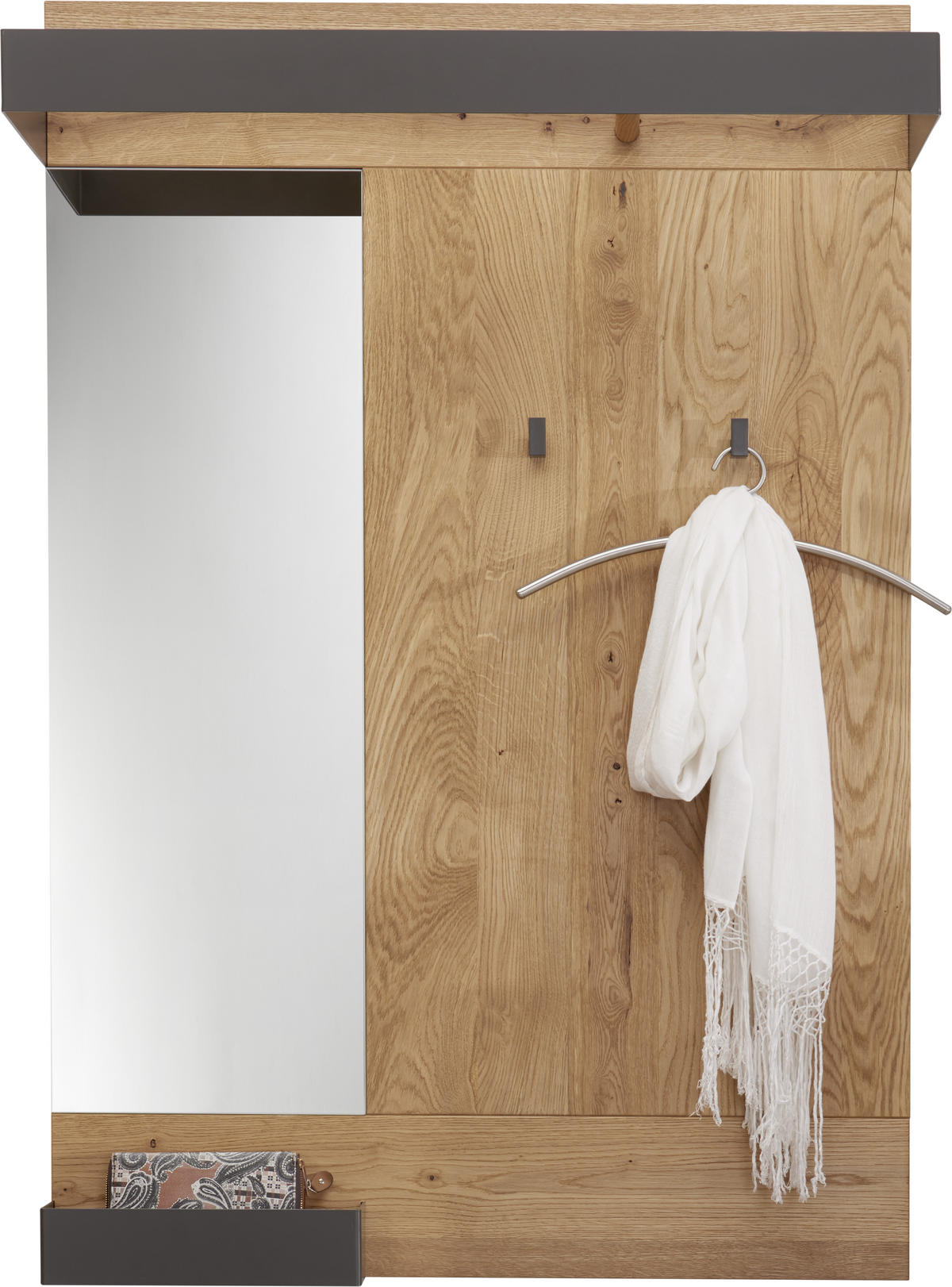 GARDEROBENPANEEL  in 90/134/35 cm  - Eichefarben/Anthrazit, Natur, Glas/Holz (90/134/35cm) - Waldwelt