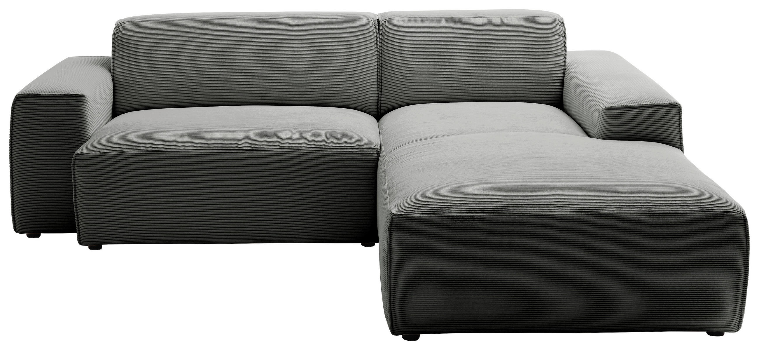 ECKSOFA in Cord Anthrazit  - Anthrazit/Schwarz, Design, Kunststoff/Textil (230/189cm) - Pure Home Lifestyle