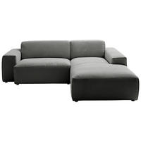 ECKSOFA in Cord Anthrazit  - Anthrazit/Schwarz, Design, Kunststoff/Textil (230/189cm) - Pure Home Lifestyle